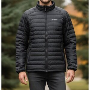 Columbia Men's Omni-Heat Puffer Jacket Lightweight Insulated Coat Black Size LT